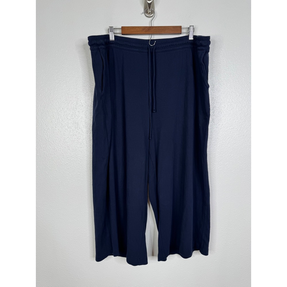 Lands End Navy Blue Cotton Wide Leg Crop Pants Womens 2X 20W-22W